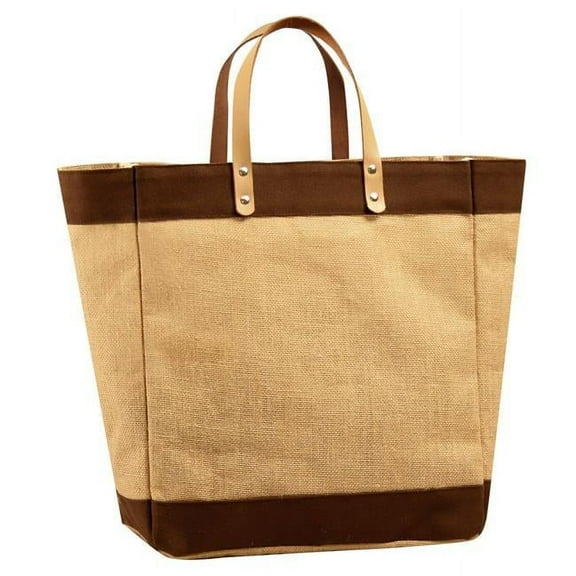 P1737.NAT-BRN Kona Jute Tote Bag, Natural & Brown - Set of 2