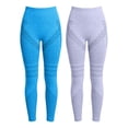 thumbnail image 4 of Mnuaqn 2 Pack Cellulite Leggings Womens High Waisted Lipedema Compression Legging Tummy Control Seamless Workout Yoga Pants Blue,Size XL, 4 of 4