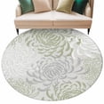 thumbnail image 2 of Sage Green Chrysanthemum Round Rugs 7ft, Farmhouse Botanical Floral Modern Non Slip Washable Rug Runner, Low Pile Indoor Floor Carpet Mat Bathroom Rugs for Living Room, Bedroom, Kids Room, 2 of 9