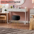 thumbnail image 4 of Hofitlead Velvet Storage Ottoman Vanity Stools - Multifunctional Upholstered Pleated Round Footrest with Golden Metal Legs,Removable Coffee Table Top Cover,Suitable for Living Room,Bedroom，Black, 4 of 9