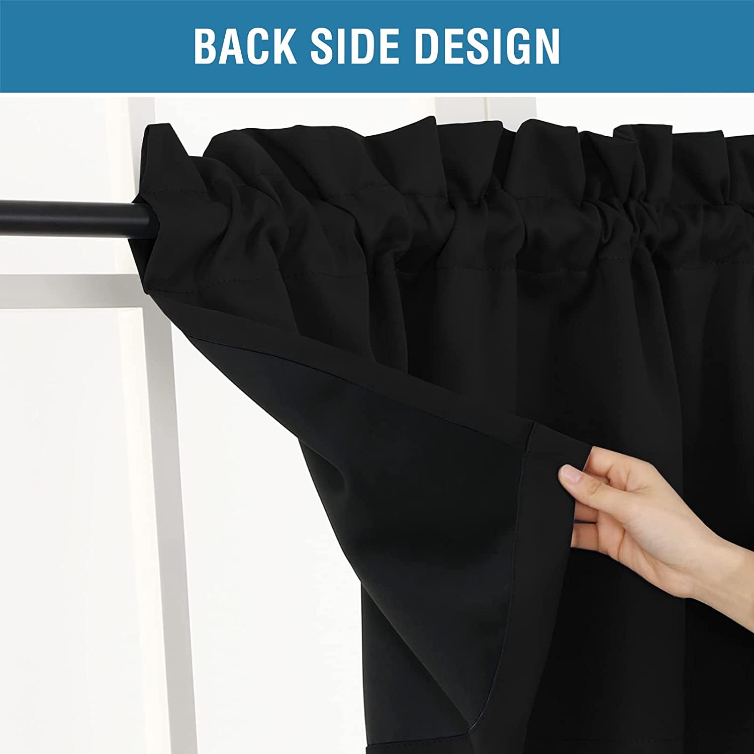 Blackout Curtain Valances for Kitchen Windows/Bathroom/Living Room/Bedroom Thermal Insulated Rod Pocket Valances for Windows, 2 Pack, 52" x 18"
