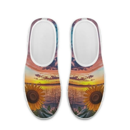 

Whosucclay Women s Sneakers Slip-on No Slip Shoes Suitable for: Walking Running Vacation Tennies Sun flower Shoes