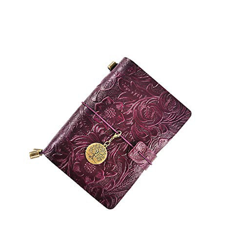 Purple Leather Journal Refillable Notebook Sketchbook Diary Men Women Kids Gift 