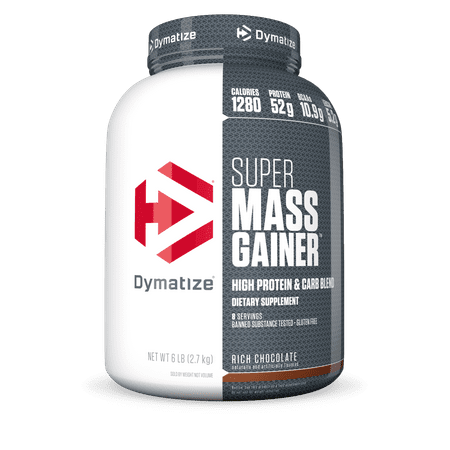 Massive Whey Gainer - Dymatize Super Mass Gainer, High Protein & Carb Blend, Rich Chocolate, 52g Protein/Serving, 6 Lb