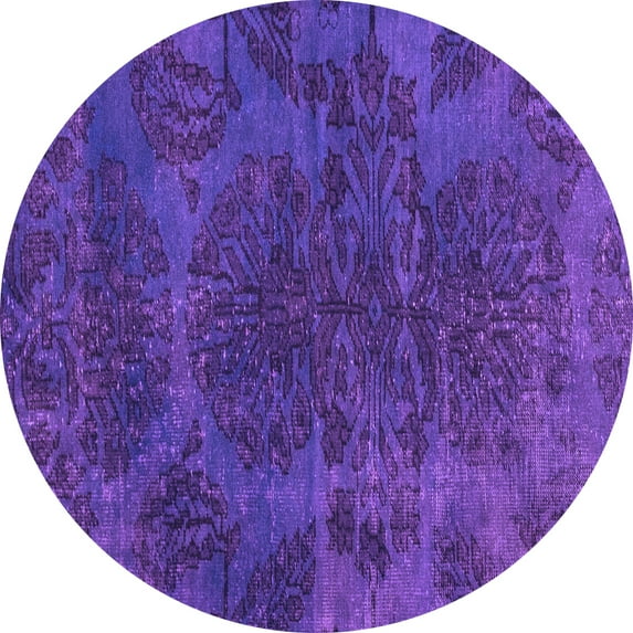 Ahgly Company Indoor Round Abstract Purple Modern Area Rugs, 4' Round