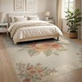 thumbnail image 3 of ODIKA 8'x10' Washable Area Rug Non-Slip Chair-Friendly Mat Fruit Vintage Orchard Design With Rustic Floral Corner Accents Peach Flowing for Dining Room, Large Office, Lounge, 3 of 7