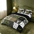 thumbnail image 2 of meiyoeat Rustic Patchwork Deer Duvet Cover Queen For Boys,Vintage Farmhouse Camouflage Hunting Queen Bedding, Green Brown,Black Reversible,3 Pieces(No Comforter), 2 of 6