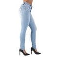 thumbnail image 3 of Fashion2Love Womens Juniors Butt Lift Push Up Mid Waist Ripped Distressed Skinny Jeans, 3 of 10