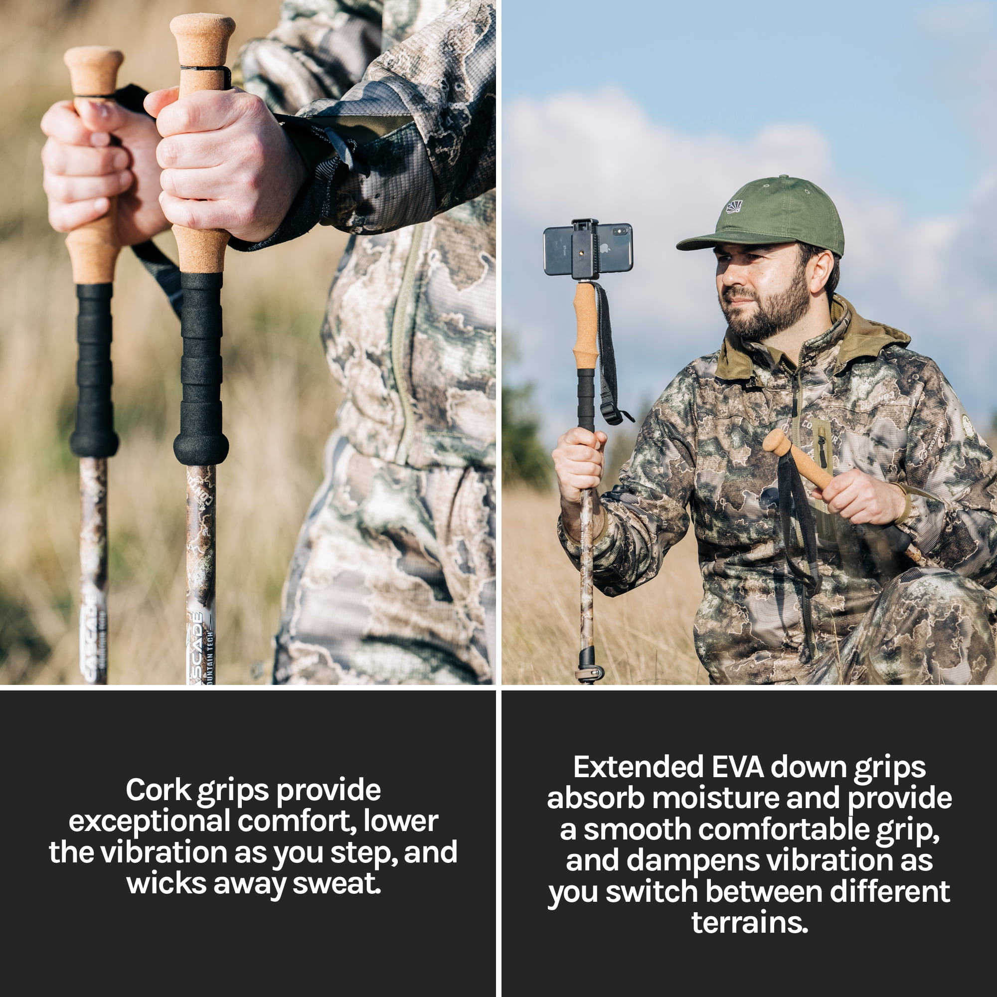 Cascade Mountain Tech Mossy Oak Elements Contour Pattern Carbon Fiber Monopods