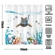 thumbnail image 5 of Juego de cortinas de ducha con diseño de gato, color azul verde azulado, impermeable, de tela, con tortuga de pulpo animal (azul, 71.7 x 71.7 in), 5 of 5