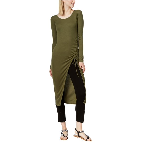 bar III Womens Ruched Tunic Blouse, Green, X-Large
