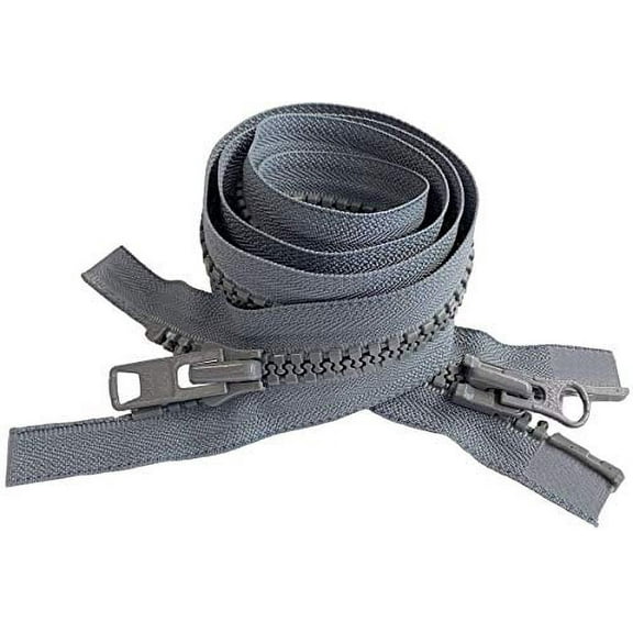 #10 Vislon Molded Separating Two-Way YKK Heavy Duty Jacket Zipper - Choose Your Length & Color - 1 Zipper Per Pack - Made in The United States (Medium Grey - 578, 36" Inches)