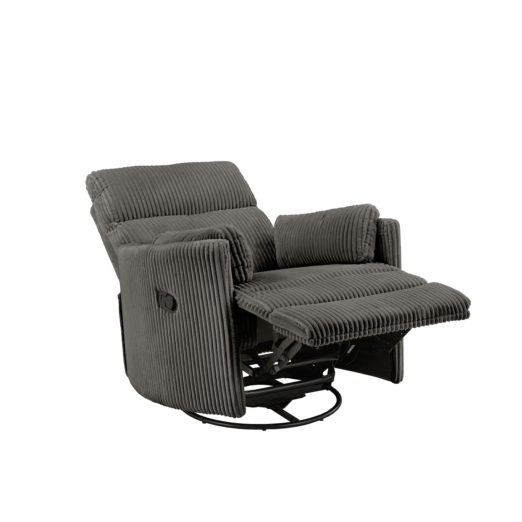 Weston Home Sloan Plush Corduroy Fabric Manual Swivel Glider Recliner, Dark Gray