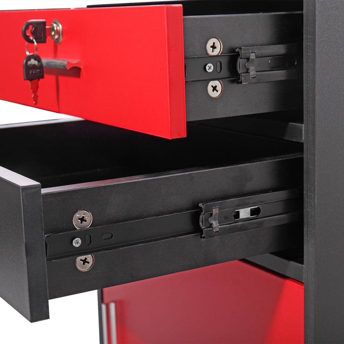 Kepooman Salon Styling Station Cart, Makeup Beauty Spa Equipment Side Table with Wheels - Black & Red Kepooman Salon Styling Station Cart, Makeup Beauty Spa Equipment Side Table with Wheels - Black & Red