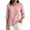 Pink, variant on Womens Shirts Summer 100% Cotton Round Neck Fashion 3/4 Sleeve Pullover Top