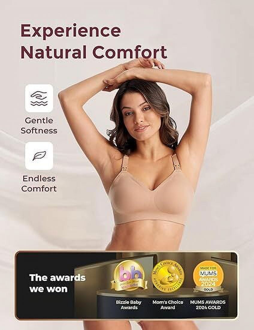 Momcozy Nursing Bras for Breastfeeding, Seamless Ultra Comfort Maternity Bra, Natural Shape, Pregnancy Sleep Bralette