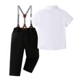 thumbnail image 5 of Faraee Toddler Baby Boy Clothes Suit Gentleman Wedding Outfits Formal Dress Shirt with Bowtie + Suspender Pants Size 1-5 Years Black, 5 of 5