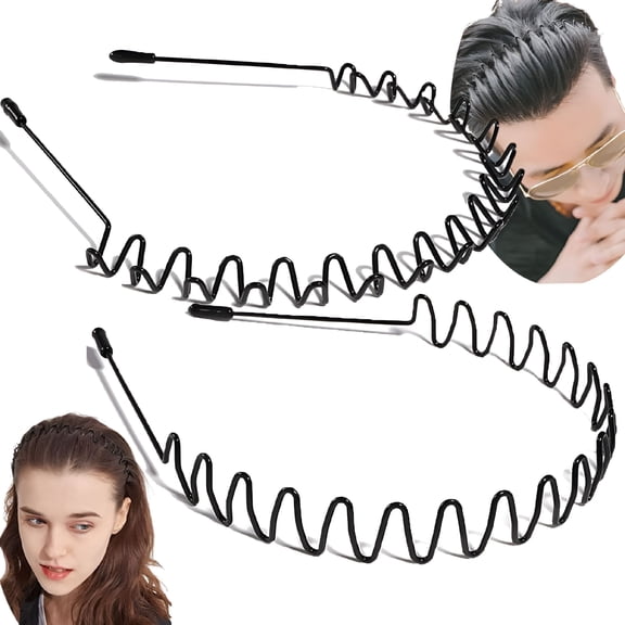 VANIDO Non-Slip Zigzag Headbands, Adjustable Bendable Spring Wire Sports Hair Bands for Women & Men, Stylish Fashion