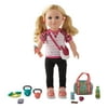 My Life As Pink Cheetah Print Outfit with Coral Lifter Sneakers and Gym Accessory Set Bundle for 18" Dolls, 17 Pieces