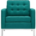 thumbnail image 3 of Modway Loft Stainless Steel and Upholstered Fabric Armchair in Teal Blue, 3 of 3