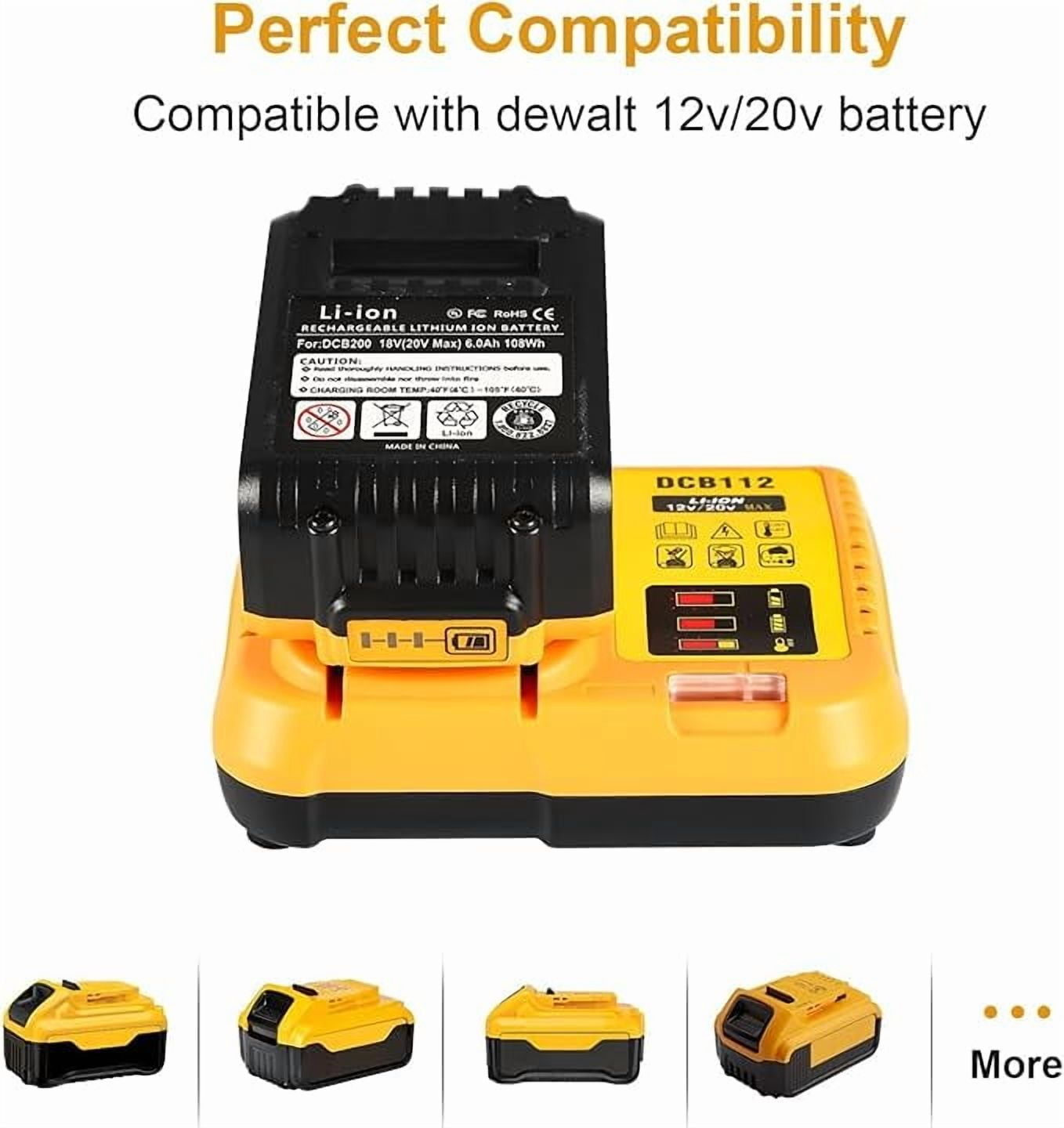 DCB112 Battery Charger Replacement for Dewalt Compatible with 12V 20V Max Lithium Battery DCB120 DCB127 DCB115 DCB118 DCB107 DCB105 DCB102