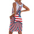 thumbnail image 5 of Women's Casual V-Neck Sundress, Sleeveless Summer Dress with Patriotic Print and Pockets, Comfortable Apparel for Festivals and Travel,Vermilion XL, 5 of 5