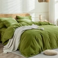 thumbnail image 2 of Cotton Duvet Cover Queen Size Pinstriped Comforter Cover with Button Washed Cotton Breathable Soft Solid Bedding Set Duvet Cover ×in & Pillowcases (NO Comforter), 2 of 9
