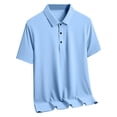 thumbnail image 4 of Sakmal Breathable Men's and Big Men's Polo Shirts Short Sleeve Button Down Tshirts Solid Blue Dressy Casual Shirts for Men M, 4 of 4