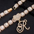 thumbnail image 4 of Collier Chaîne Tennis Carrée Lettre Cursive Initiale pour Femmes Hip Hop Cristal Glacé Collier Cubain Bijou, 4 of 6