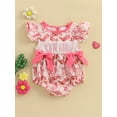 thumbnail image 2 of BemeyourBBs Baby Girls Romper, Fly Sleeve Crew Neck Bows Boots Print Bodysuit, 2 of 9