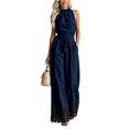 thumbnail image 5 of XinghaiYIDE Green Jumpsuit Women Halter Sleeveless Belted Wide Leg Lace One Piece Outfit with Pockets Casual Summer Romper, 5 of 6