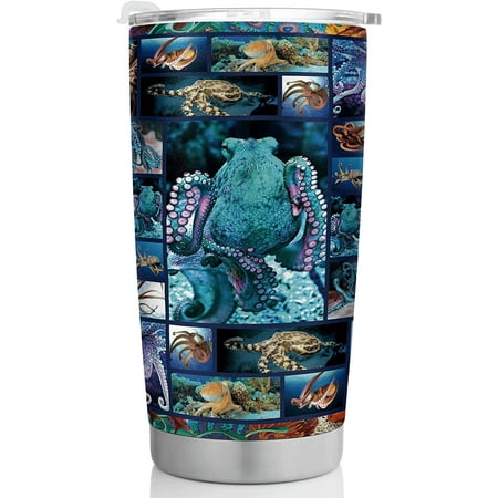 

Octopus Tumbler 20 Oz Stainless Steel Travel Cup Double Wall Insulated Coffee Mugs with Splash-proof Lid Octopus Gift