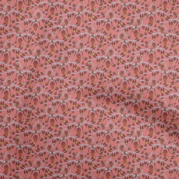 oneOone Cotton Flex Pink Fabric Kalamkari Sewing Material Print Fabric By The Yard 40 Inch Wide