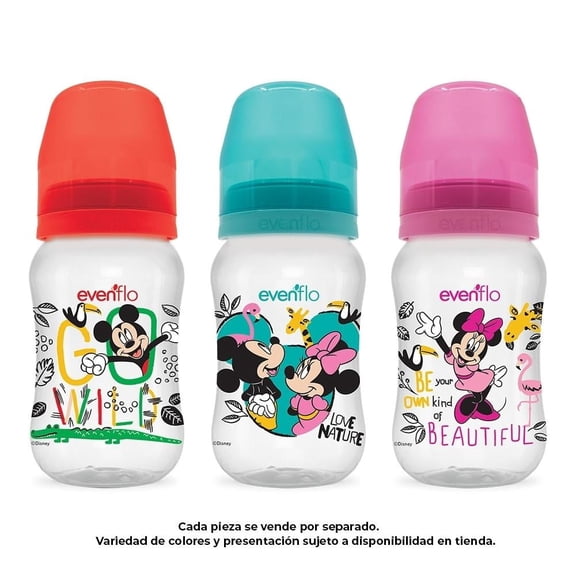 Biberón Evenflo Disney & Friends Cuello Ancho Flujo Medio 9 oz Varios Modelos 1 Pieza