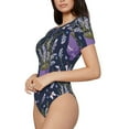 thumbnail image 3 of Picia Lavender Flowers Womens One Piece Swimsuits Modest Tummy Control Bathing Suits Lace Up Slimming Swim Suit-Large, 3 of 9
