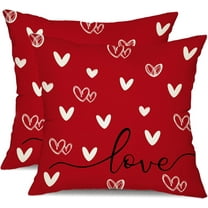 Valentine''s Day Pillow Covers 18x18 Inch Set of 2 White Hearts Decor Red Throw Pillow Covers Valentine''s Day Cushion Case Decoration for Sofa Couch 59