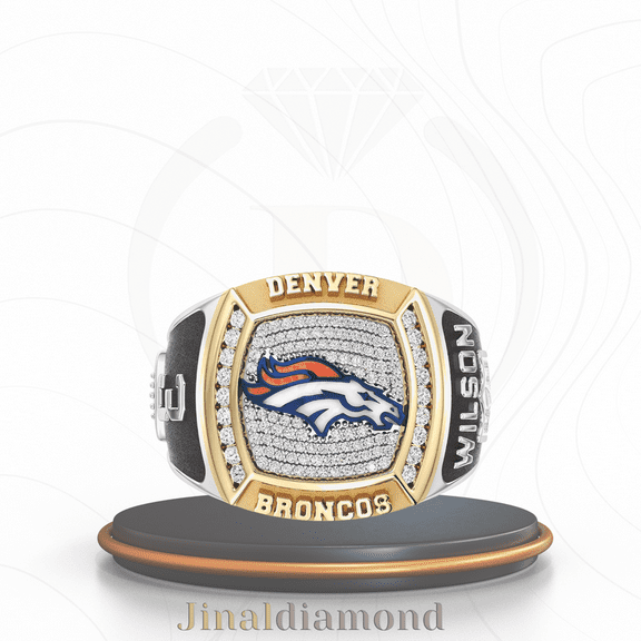 Jinaldaimound #DenverBroncos 1/2 CTTW Diamond Two-Tone Yellow Gold and Sterling Silver Ring