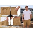 thumbnail image 6 of RICHCOIN Mens Linen Shorts Casual Summer Beach Drawstring Elastic Waist Shorts with Pocket, 6 of 7