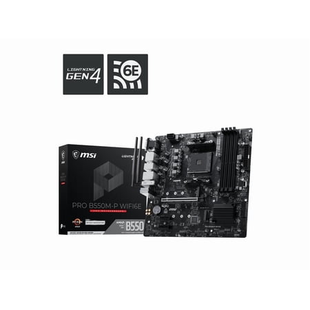 MSI PRO B550M-P WIFI6E AM4 AMD B550 Micro ATX Motherboard - DDR4 4400+, PCIe 4.0, Dual M.2 (Gen4), Wi-Fi 6E, BT 5.3, Front USB-C, Realtek 1GbE LAN