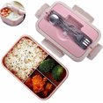 thumbnail image 2 of Bento Boxen, Bento Box, Natürliche Weizensicherheit, 1000 ml, Lunchbox, auslaufsicher, Lebensmittelaufbewahrungsbehälter mit Essstäbchen, Löffel für Kinder und Erwachsene, mikrowellengeeignet Zhivalor LL-0857, 2 of 7