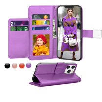 iPhone 13 Pro Case, iPhone 13 Pro Wallet Case, iPhone 13 Pro PU Leather Case, Njjex [Kickstand] Luxury PU Leather Wallet Case Flip Folio Cover [Card Slots] [Wrist Strap] -Purple