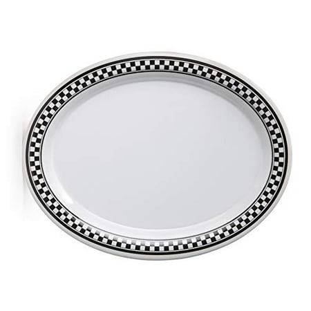 

G.E.T. Melamine Plastic Oval Serving / Dinner Platter 9.75 x 7.25 Diamond Chexers (Set of 4)