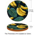 thumbnail image 3 of Banana 6pcs Round Microfiber Leather Coasters, 11x11 cm/4.3x4.3 in - Premium Table Drink Coasters Set for Home and Office, 3 of 6