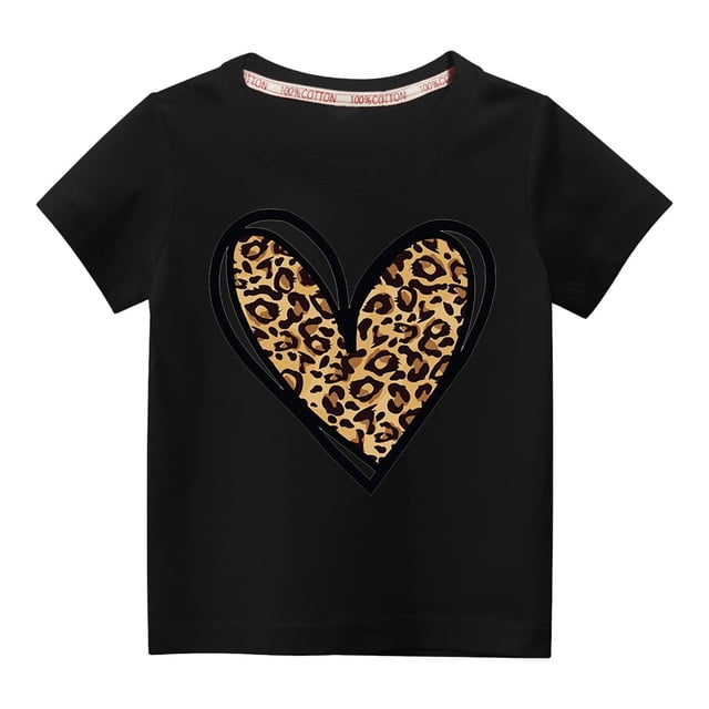 Qiopertar Haut à Manches Courtes Imprimé Col Rond Mignon Mode pour Enfants Garçons Filles en Solde à Moins de 5$ en Solde