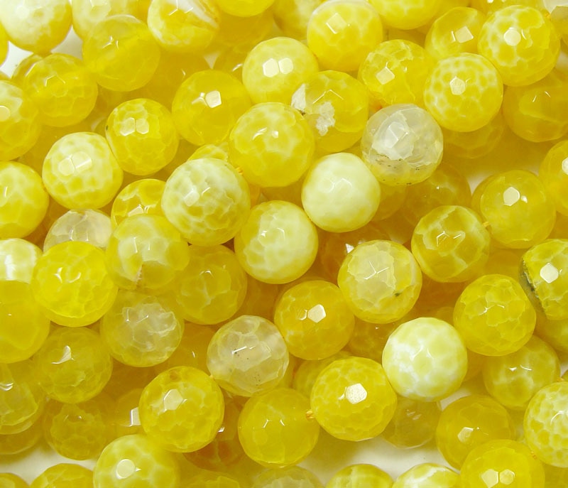 6mm 15.5 Inches Yellow Fire Agate Faceted Round Beads Genuine Natural
