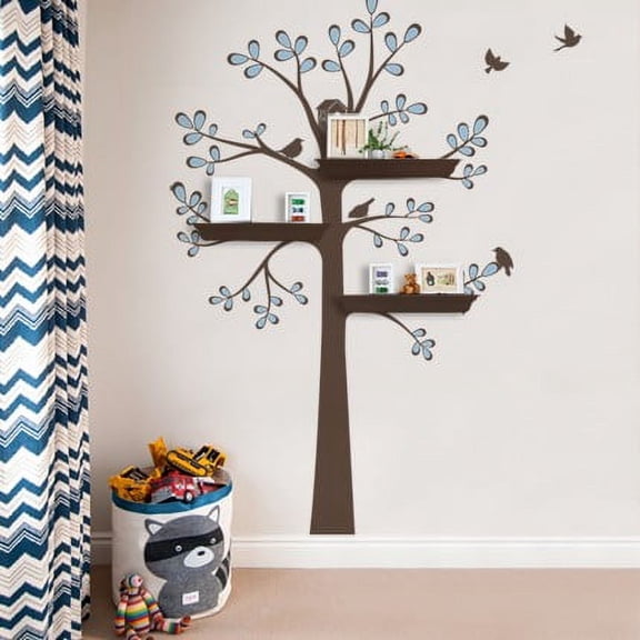 Shelving Tree Decal with Birds - New Style - Scheme C