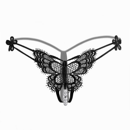 

Womens Lace Transparent Pearl Thongs