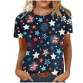 thumbnail image 2 of T-Shirts d'Été pour Femmes Grande Taille, Hauts d'Été pour Femmes, T-Shirts d'Été Décontractés à Col Rond à Manches Courtes, Imprimé Drapeau, Coupe Ajustée, Hauts Basiques, Tees, Blouses, T-Shirt à Col en V pour Femmes en Liquidation, 2 of 6