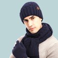 thumbnail image 3 of Winter Hats Scarf for Men Windproof Knitted Warm Men's Scaves and Beanie Hat Themal Gloves Set with Woolen Yarn Lined, 3 of 8