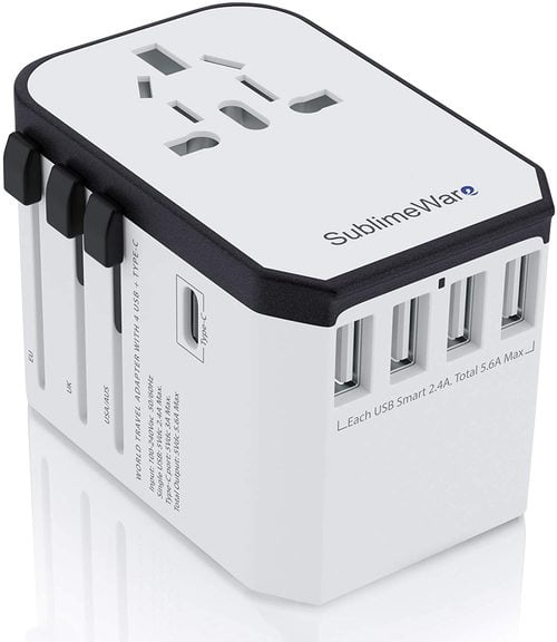 Power Plug Adapter Travel Adapter Type C A G I A/C 220 Volt Adapter w/5 USB Ports and USB Type C International Travel UK Japan China Europe - Work 150+ Countries 